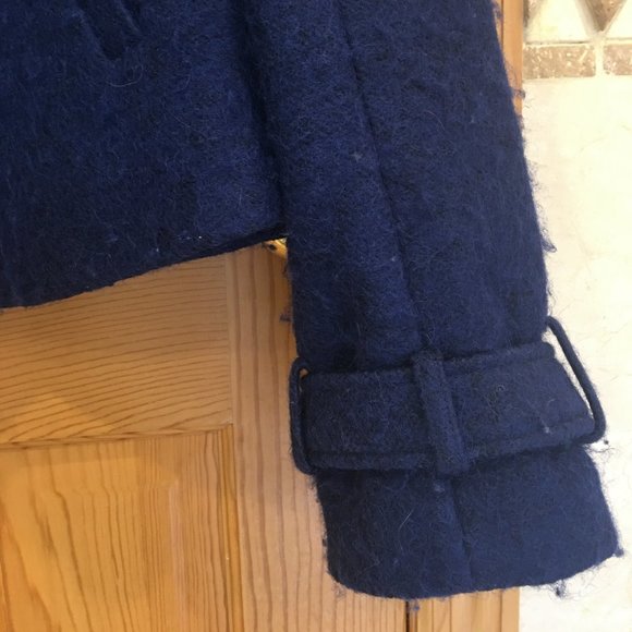 Free People Royal Blue Fuzzy Wool Blend Pea Coat - Picture 11 of 13
